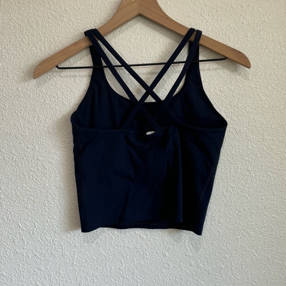 Boho Women's Small Dark Blue Cropped Workout Tank Sports Bra Stretch Loungwear - Picture 2 of 7